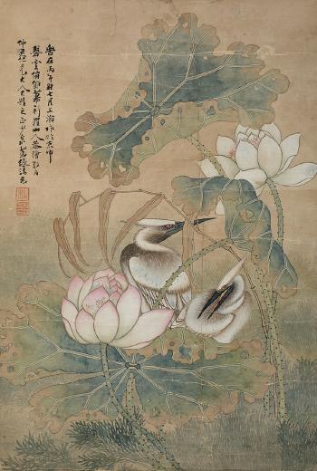 Egret and Lotus by 
																	 Zhang Qingyuan