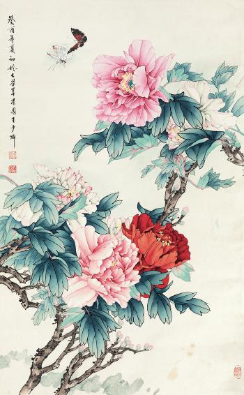 Flowers and Butterflies by 
																	 Wang Shaoqing