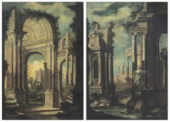 Capricci architettonici con rovine classiche by 
																	Antonio Visentini