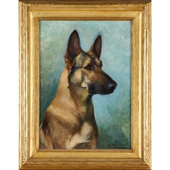 Carolina Dog and German Shepherd Portraits by 
																			Gustav Muss-Arnolt
