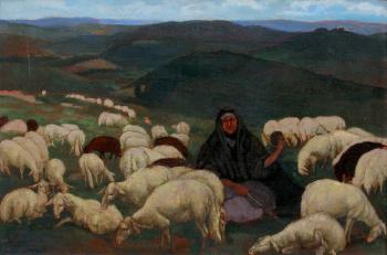 Gardienne de moutons by 
																	Roger Nivelt