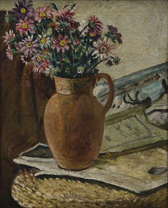 Flowers in a vase by 
																	Reginald Turvey