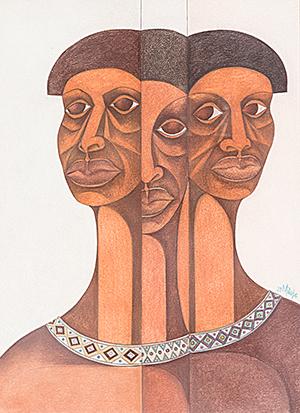 Three faces by 
																	Solly Malope