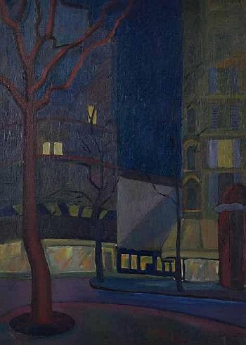 Rue De La Grande-Chaumiere at Night by 
																	Ruth Everard-Haden