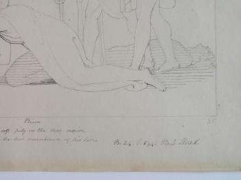 Priam begging for the body of Hector by 
																			John Flaxman