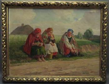 Drei Bäuerinnen bei der Rast by 
																			Emil Lindeman