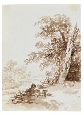 A river landscape (recto), Study of a forest (verso) by 
																	Franz Rechberger