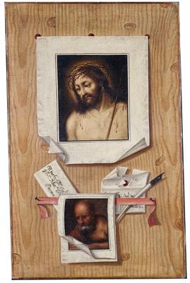 Trompe-l’oeil with Christ and Saint; and Trompe-l’oeil with Vanitas by 
																			Andrea Domenico Remps