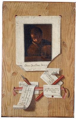 Trompe-l’oeil with Christ and Saint; and Trompe-l’oeil with Vanitas by 
																			Andrea Domenico Remps