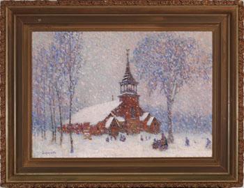 La vieille église de Sherbrooke Est par temps de neige by 
																			Marc-Aurele de Foy Suzor-Cote