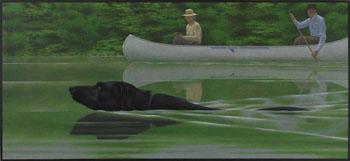 Swimming Dog and Canoe by 
																			Alex Colville