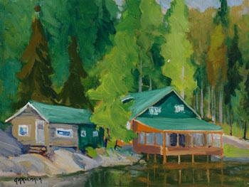 Cabins on a Lake by 
																			George Arthur Kulmala