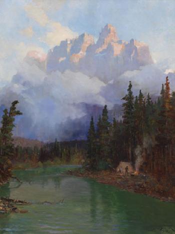 Morning Campfire Below Castle Mountain by 
																			Frederick Marlett Bell-Smith