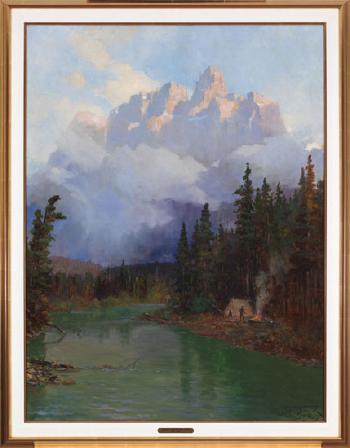 Morning Campfire Below Castle Mountain by 
																			Frederick Marlett Bell-Smith