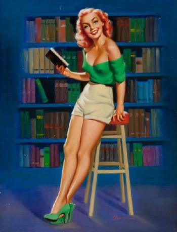 Pinup in Library by 
																			Edward d'Ancona