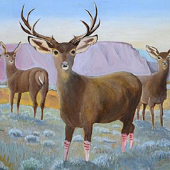 Sporting Deer, Jackson Hole by 
																			Carl Roters