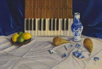 Piano and pears by 
																			Suzanne Kemplay