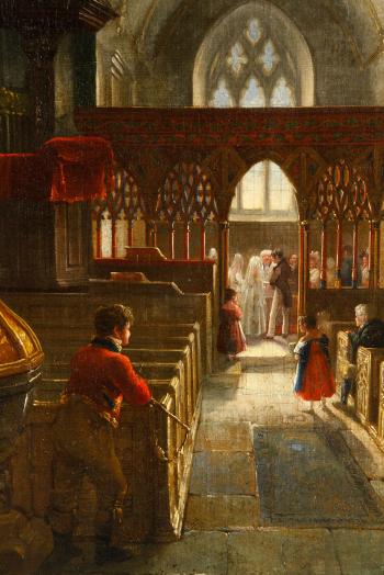 Chapel wedding scene by 
																			Henry C Gritten