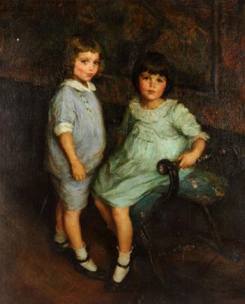 Portrait of Thomas and Susan Towles of Manhattan, ages four and seven by 
																			Lydia Field Emmet