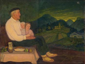 Abuelo con nietos by 
																	Ramon de Zubiaurre