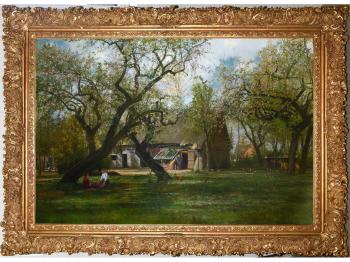 Blossom time on the farmstead by 
																	Louis Pulinckx