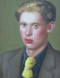 Head and shoulders portrait of a young Dylan Thomas by 
																	Alfred Janes