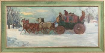 Horse drawn stagecoach by 
																			Clifford Ulp