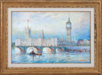 London view, looking across the Thames river at Big Ben by 
																			Luciano Rampaso