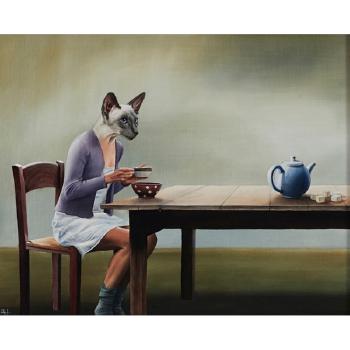 Breakfast bowl (cat woman) by 
																	Karen Halt