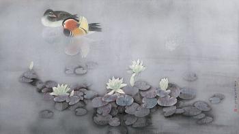 Mandarin Ducks and Lotus by 
																	 Wang Lijuan