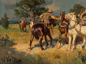 Horse Scene by 
																			Wilhelm Velten