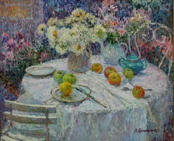 Still life in the garden by 
																			Viktor Romanovitch Lefimenko