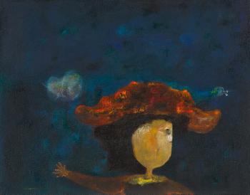 La poetisa Camelia, con sombrero, declamando entre mariposas by 
																	Felipe Orlando