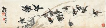 Bamboo and sparrows by 
																	 Wang Chuantao