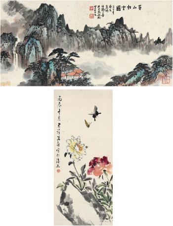 Cloud sea of mounthuang; Butterflies in flowers by 
																	 Pan Junnuo