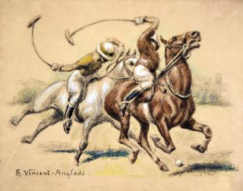 Joueurs de Polo by 
																	Henri Vincent-Anglade