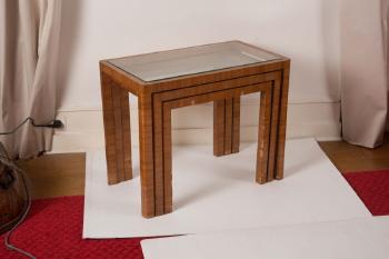 Série de trois tables gigognes à structure rectangulaire by 
																			Maurice Lafaille