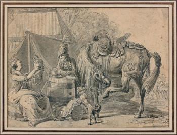 Le hussard et sa famille by 
																	Jean Baptiste le Paon