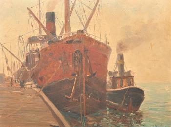 Two Docked Boats by 
																	Robert Waden
