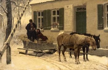 Horse and sled by 
																	Arthur Johann A Severin Nikutowski
