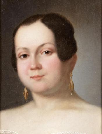 Portrait of Sofia Matveevna Velikopolskaya nee Mudrova by 
																	Alexei Gavrilovich Venetsianov