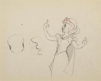 A drawing of Snow White from Snow White and the Seven Dwarfs by 
																	Grim Natwick