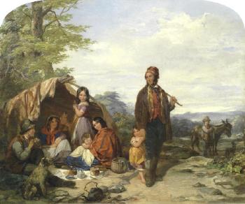 A gypsy encampment by 
																	James Curnock