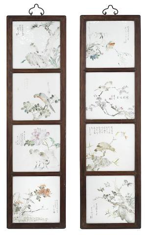 A set of eight famille rose porcelain plaques by 
																			 Cheng Men