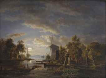 River and mill in the moonlight by 
																	Jacobus Theodorus Abels