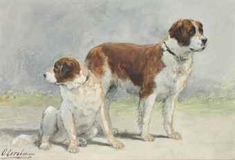Two Saint Bernard dogs by 
																	Otto Eerelman
