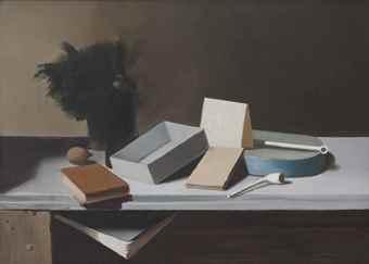 Still life with books and pipes by 
																	Raoul Hynckes