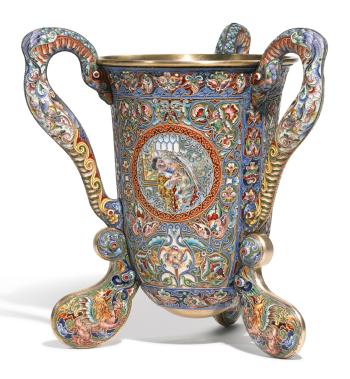 A large three-handled cup by 
																	Feodor Ruckert