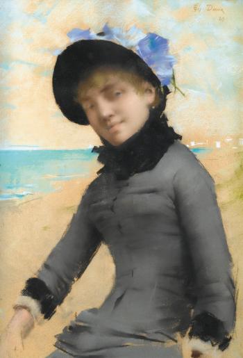 Jeune femme au bord de la mer by 
																	Charles Edmond Daux