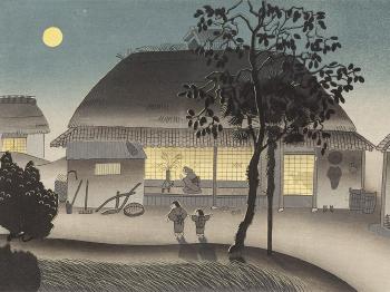 Farmhouse in The Evening by 
																			Ohno Bakufu